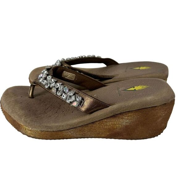 Very Volatile Platform Sandals Jeweled Bronze Metallic Python Womens Size 11 - Picture 3 of 13